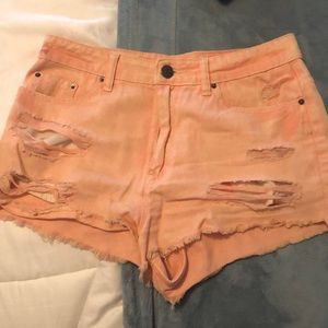 Pink high waisted jean shorts